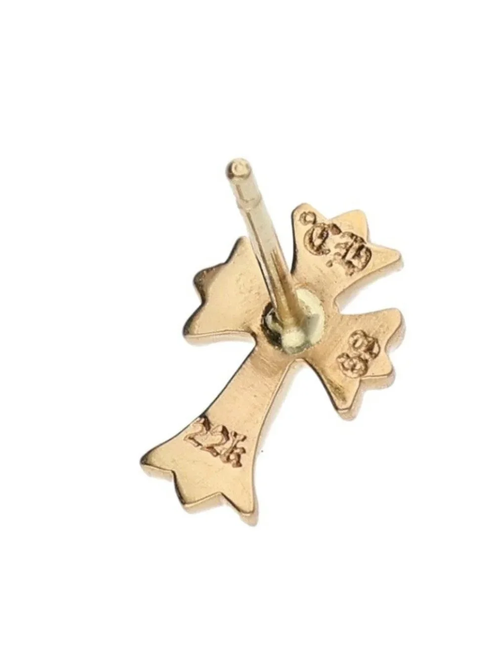 Chrome Hearts 22k No2 CH Crs 22k CH Cross Stud Gold Earrings